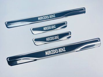 Накладки на пороги Mercedes-Benz 4шт (Y-2 хром-карбон) (TAN24) 00-00011769 фото