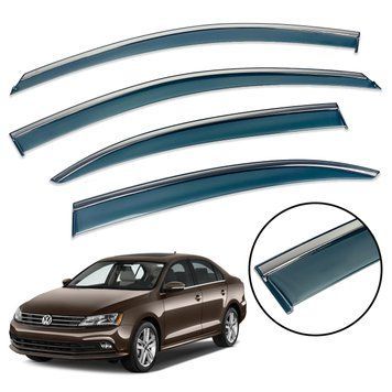 Дефлекторы окон (ветровики) Volkswagen Jetta 2011-2018 Sedan/USA нерж. з хром полоскою (Defl) 00-00014196 фото