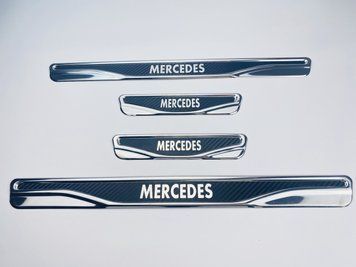 Накладки на пороги Mercedes 4шт (Y-2 хром-карбон) (TAN24) 00-00011770 фото