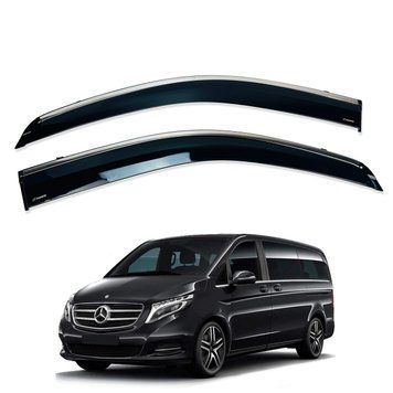 Дефлекторы окон (ветровики) Mercedes Vito W-447 Viano 2015- нерж. з хром полоскою (Defl) 00-00014149 фото