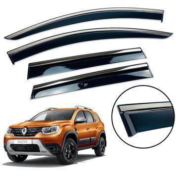 Дефлектори вікон (вітровики) Renault Duster II 2018- нерж. з хром полоскою (Defl) 00-00014151 фото