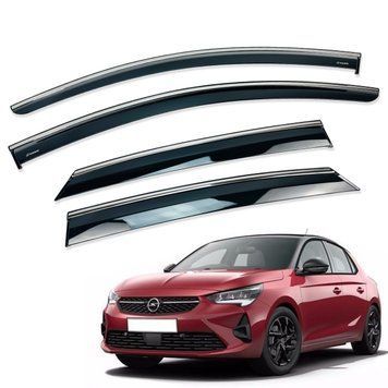 Дефлекторы окон (ветровики) OPEL CORSA F 2019+ нерж. з хром полоскою (HAWK) 00-00015627 фото