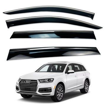 Дефлекторы окон (ветровики) Audi Q7 2015+ нерж. з хром полоскою (HAWK) 00-00015518 фото