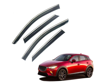 Дефлектори вікон (вітровики) Mazda CX-3 2016+ нерж. з хром полоскою (HAWK) 00-00017048 фото