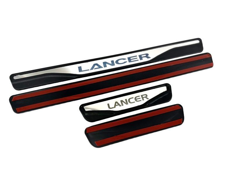 Накладки на пороги для Mitsubishi Lancer хром-пласт (PTR) 00-00017141 фото