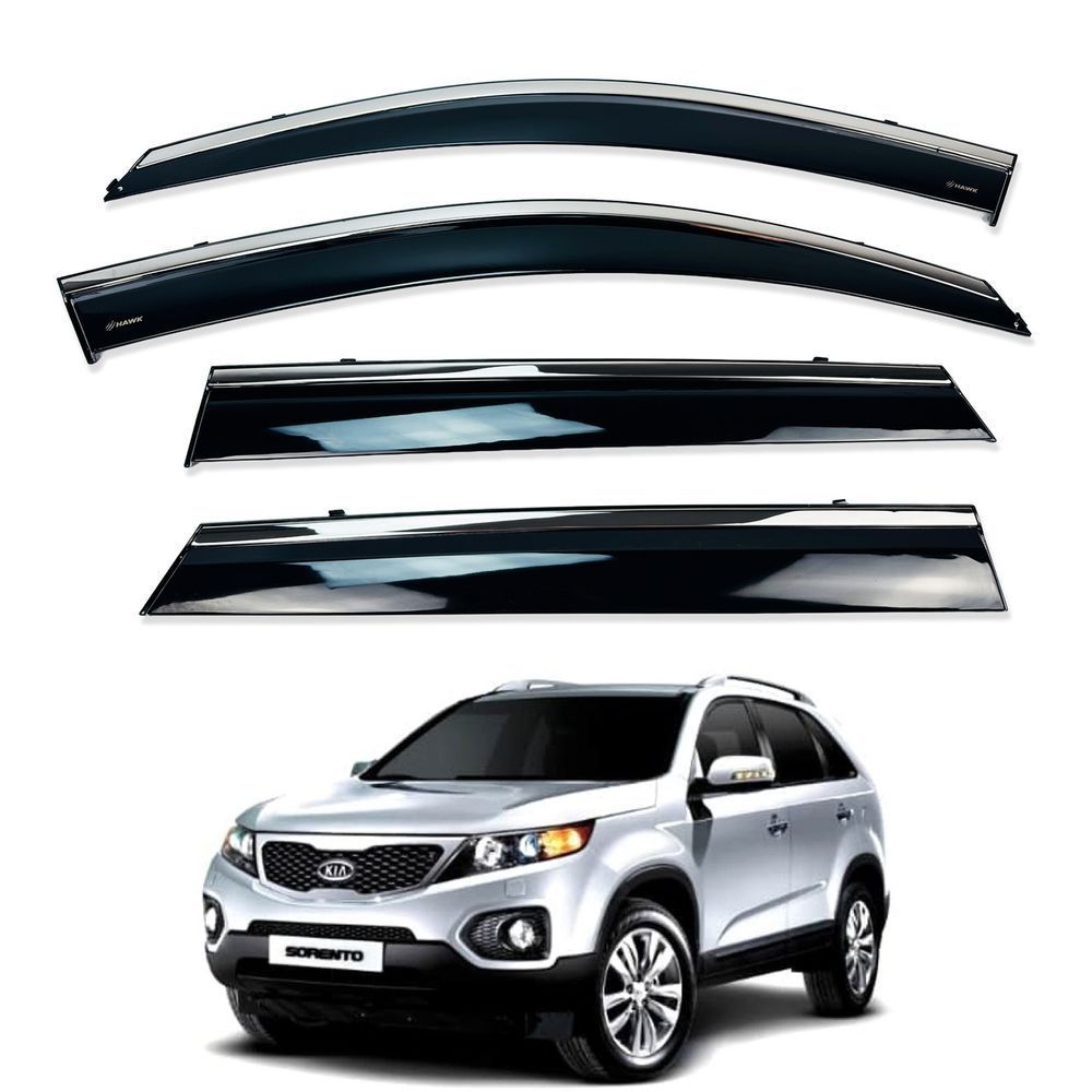 Дефлекторы окон (ветровики) Kia Sorento 2009-2015 нерж. з хром полоскою (Defl) 00-00014204 фото