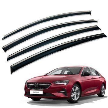 Дефлекторы окон (ветровики) OPEL INSIGNIA 2017+ нерж. з хром полоскою (HAWK) 00-00015630 фото