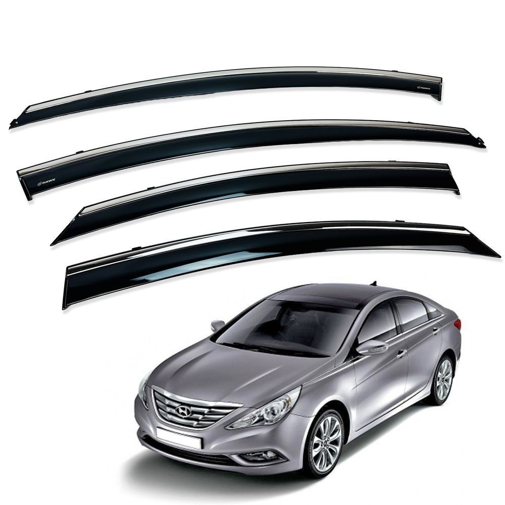 Д/в Hyundai Sonata 2010-2015 нерж. з хром полоскою (Defl) 00-00014188 фото