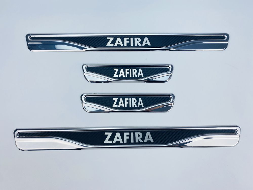 Накладки на пороги Opel Zafira 4шт (Y-2 хром-карбон) (TAN24) 00-00011678 фото