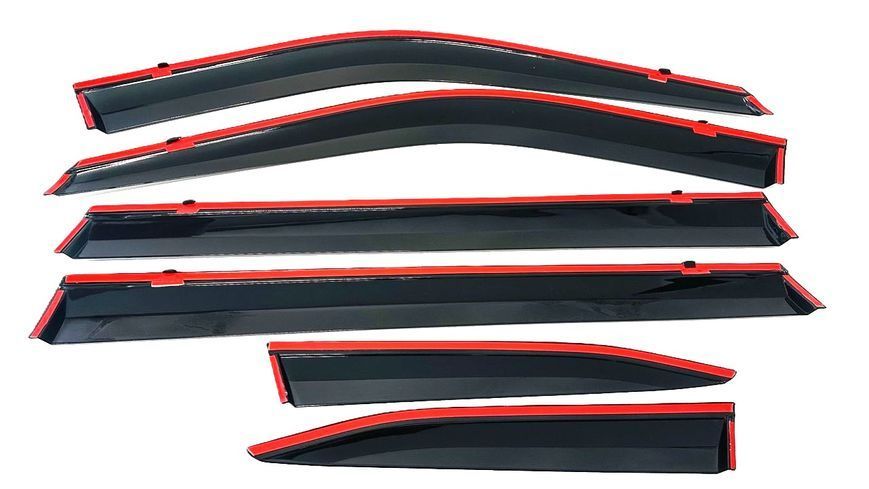 Дефлектори вікон (вітровики) Toyota Highlander / Kluger 6pcs 2020+ нерж. з хром полоскою (HAWK) 00-00017084 фото