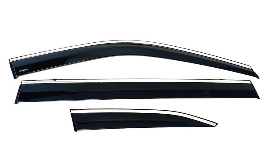 Дефлектори вікон (вітровики) Toyota Highlander / Kluger 6pcs 2020+ нерж. з хром полоскою (HAWK) 00-00017084 фото