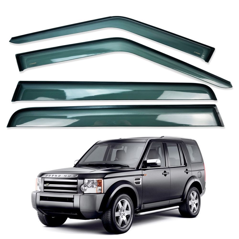 Дефлектори вікон (вітровики) LandRover Range Rover DISCOVERY 3 / 4 2010-2019 нерж. з хром полоскою (HAWK) 00-00015584 фото
