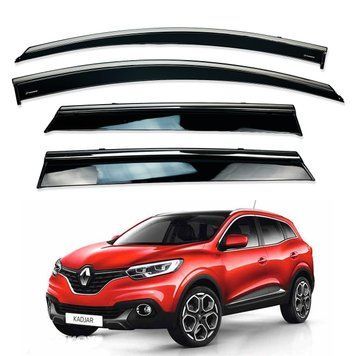 Дефлектори вікон (вітровики) Renault Kadjar 2015+ нерж. з хром полоскою (Defl) 00-00014210 фото