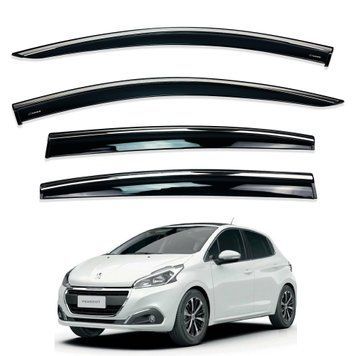 Дефлекторы окон (ветровики) PEUGEOT 208 нерж. з хром полоскою (HAWK) 00-00015635 фото