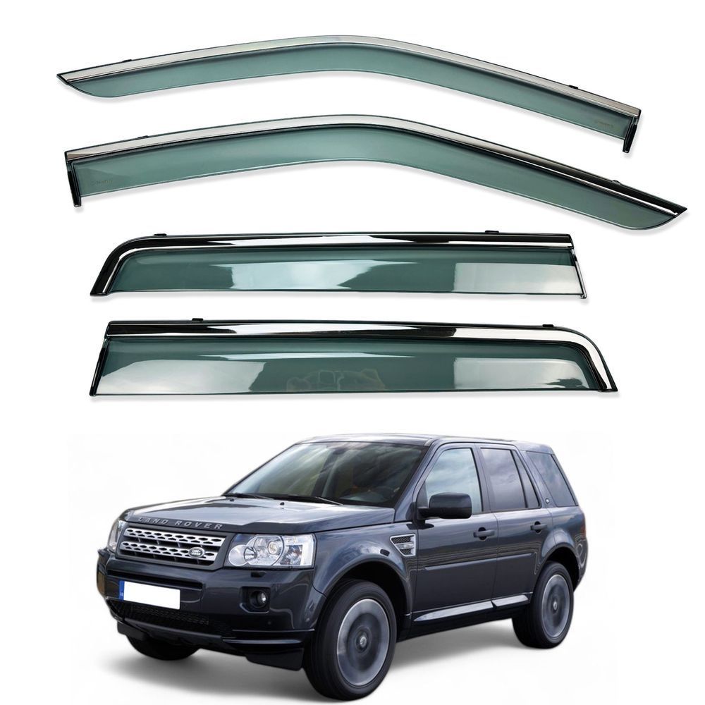 Дефлектори вікон (вітровики) LandRover Range Rover FREELANDER 2 2007-2015 нерж. з хром полоскою (HAWK) 00-00015586 фото
