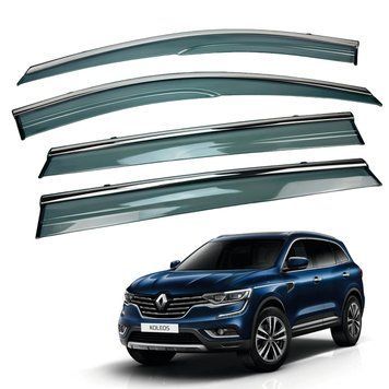 Дефлектори вікон (вітровики) Renault Koleos 2016+ нерж. з хром полоскою (HAWK) 00-00015638 фото