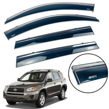 Дефлекторы окон (ветровики) Toyota RAV-4 2006-2013 Long USA нерж. з хром полоскою (Defl) 00-00014164 фото