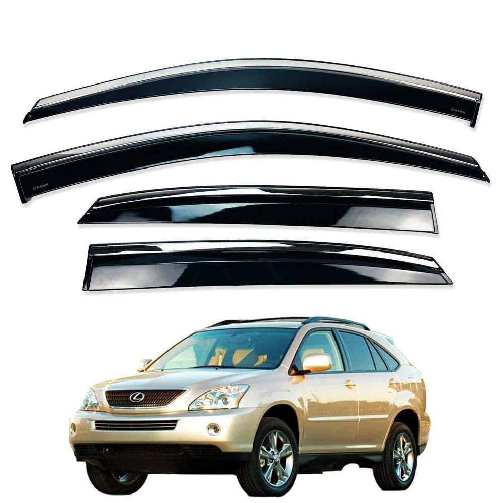 Дефлектори вікон (вітровики) Lexus RX II 300/330/350/400 2004-2009 нерж. з хром полоскою (Defl) 00-00014165 фото