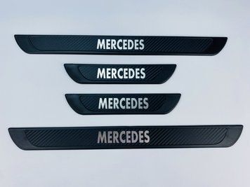 Накладки на пороги Mercedes 4шт (Y-3 чорний хром-карбон) (TAN24) 00-00014635 фото