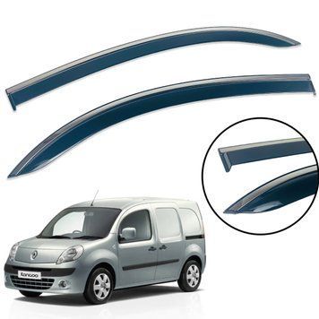 Дефлектори вікон (вітровики) Renault Kangoo II 2008-2020 нерж. з хром полоскою (Defl) 00-00014189 фото
