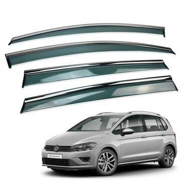 Дефлекторы окон (ветровики) Volkswagen GOLF SPORTSVAN 2016+ нерж. з хром полоскою (HAWK) 00-00015692 фото