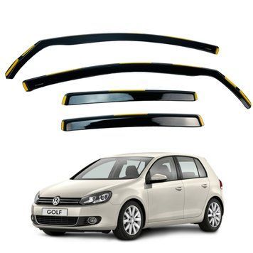 Дефлекторы окон (ветровики) Volkswagen Golf-6 2008-2012 HB ВСТАВНІ (HAWK) 00-00015695 фото