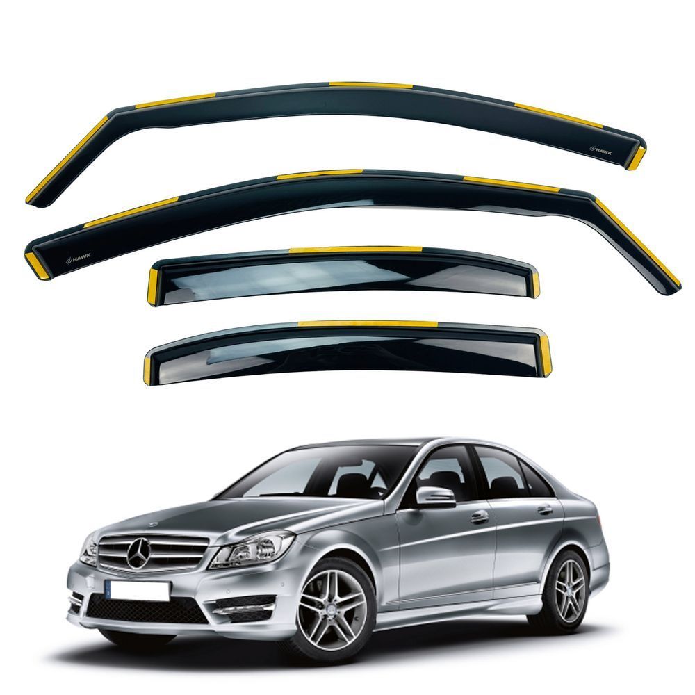 Дефлектори вікон (вітровики) Mercedes C-CLASS (W204) 2008-2014 (вст, 4шт) (HAWK) 00-00015599 фото