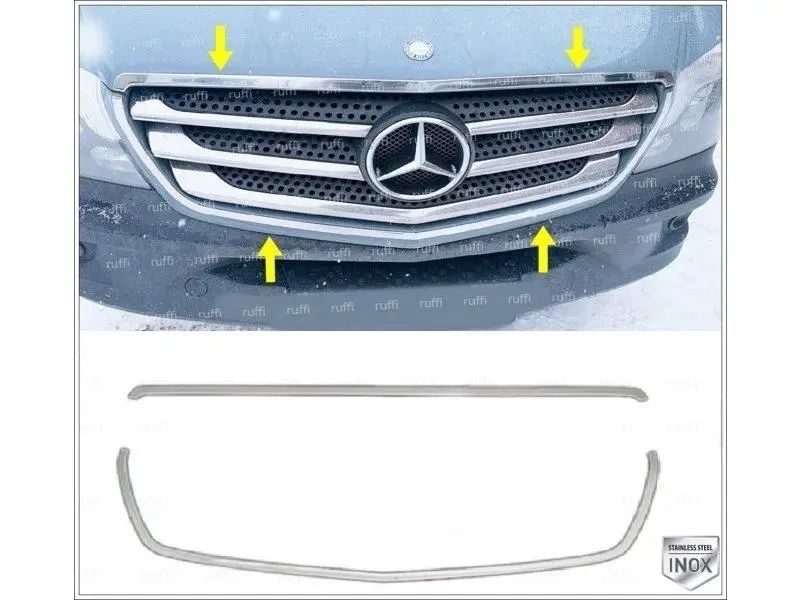 Х/н Mercedes Sprinter 906 2013-2018 накл. на передню решітку 2шт (TAN24 Обведення рещітки 2шт.Сталь 00-00011161 фото