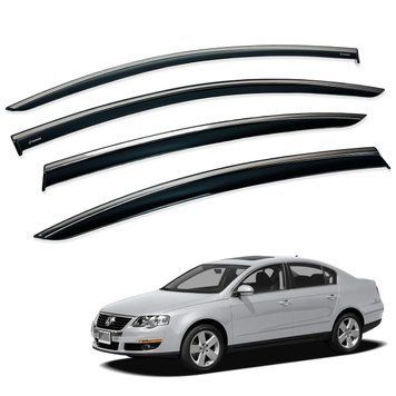 Дефлекторы окон (ветровики) Volkswagen Passat B6/B7 2005-2015 Sedan нерж. з хром полоскою (HAWK) 00-00015711 фото