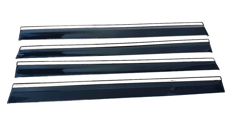 Дефлектори вікон (вітровики) Hyundai Santa Fe 6pcs 2024 нерж. з хром полоскою (HAWK) 00-00017024 фото