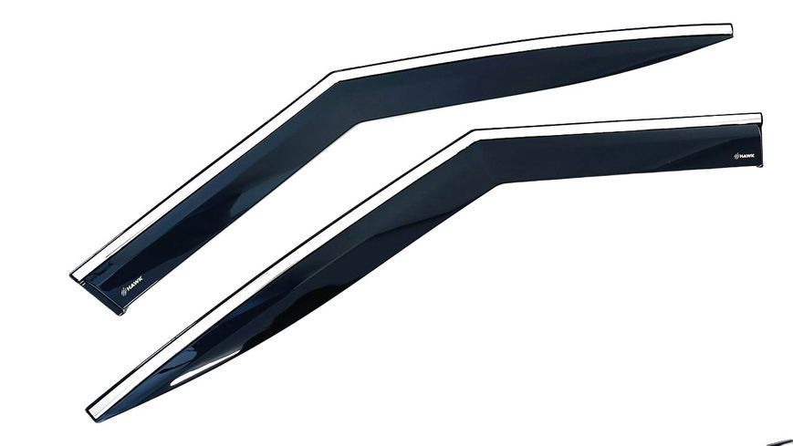 Дефлектори вікон (вітровики) Hyundai Santa Fe 6pcs 2024 нерж. з хром полоскою (HAWK) 00-00017024 фото