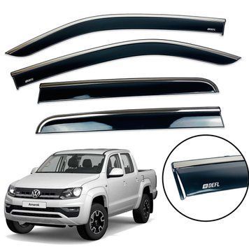 Дефлекторы окон (ветровики) Volkswagen Amarok 2009+ нерж. з хром полоскою (Defl) 00-00014131 фото