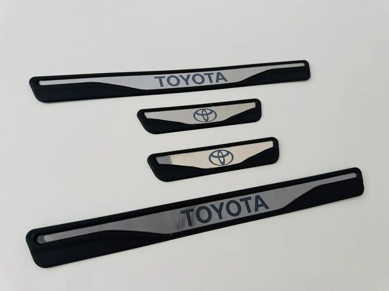 Накладки на пороги (PTR) Toyota + лого хром-пласт 00-00016286 фото