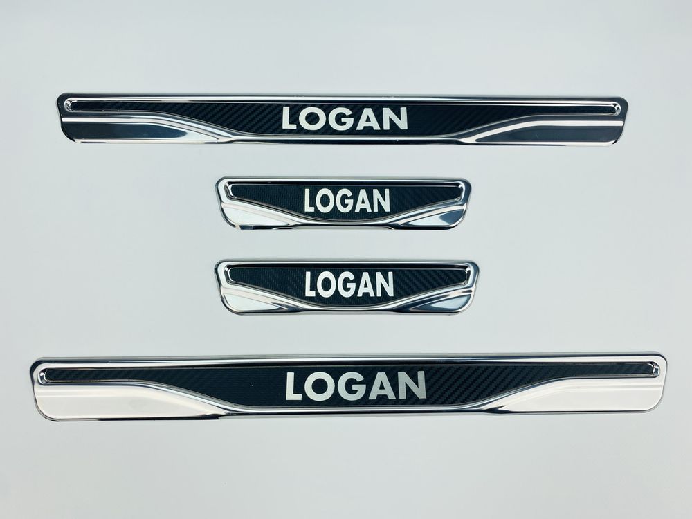 Накладки на пороги Renault Logan 4шт (Y-2 хром-карбон) (TAN24) 00-00011673 фото