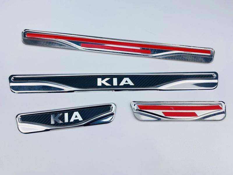 Накладки на пороги Kia 4шт (Y-2 хром-карбон) (TAN24) 00-00014631 фото