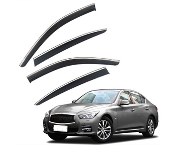 Дефлектори вікон (вітровики) Infiniti Q50 / Q50s 2016-2022 нерж. з хром полоскою (HAWK) 00-00017031 фото