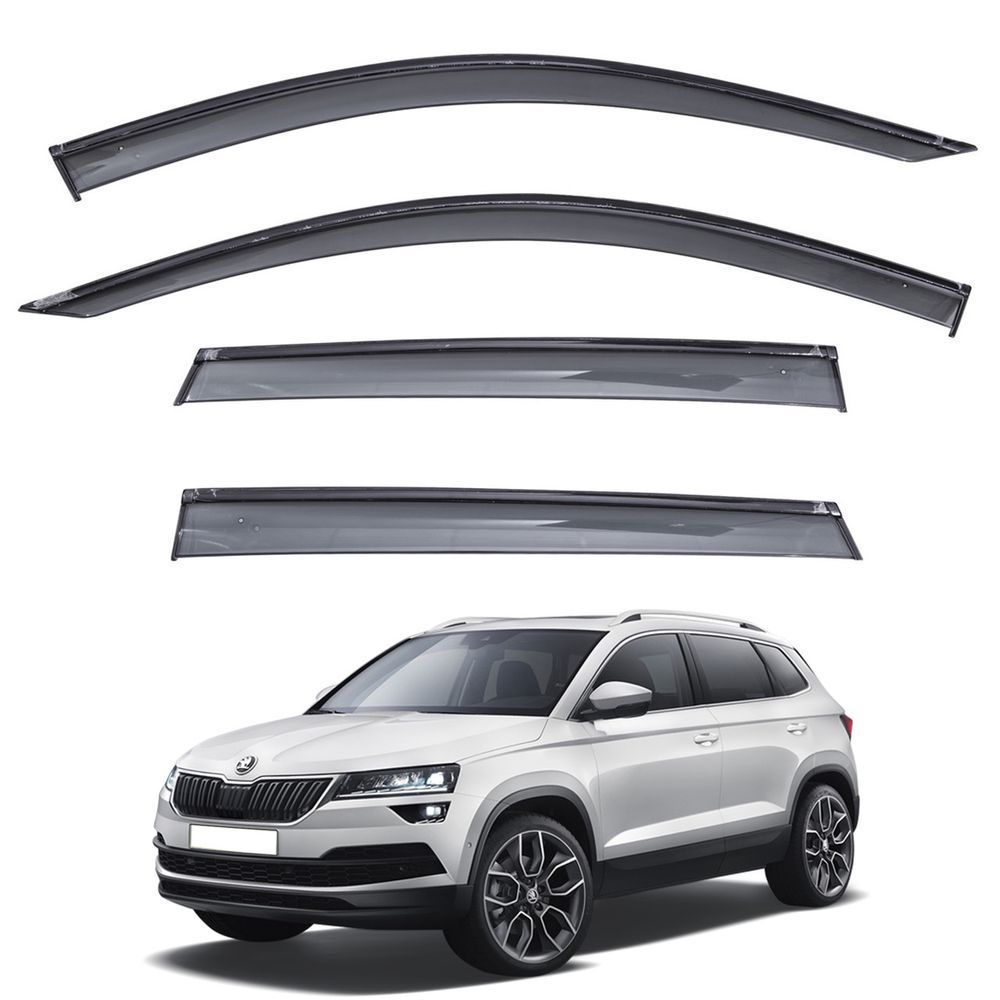 Дефлектори вікон (вітровики) Skoda Karoq 2017+ з чорн. пол. (TAN) 00-00010933 фото