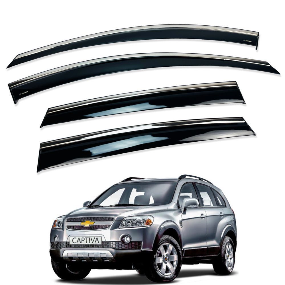 Дефлекторы окон (ветровики) Chevrolet Captiva / Opel Antara нерж. з хром полоскою (Defl) 00-00014193 фото