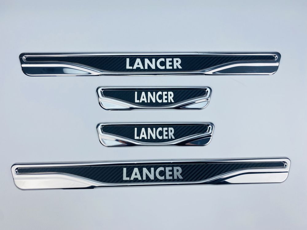 Накладки на пороги Mitsubishi Lancer 4шт (Y-2 хром-карбон) (TAN24) 00-00011767 фото