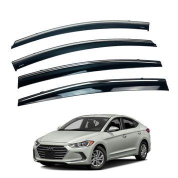 Дефлектори вікон (вітровики) Hyundai ELANTRA / AVANTE 2016-2020 нерж. з хром полоскою (HAWK) 00-00015569 фото